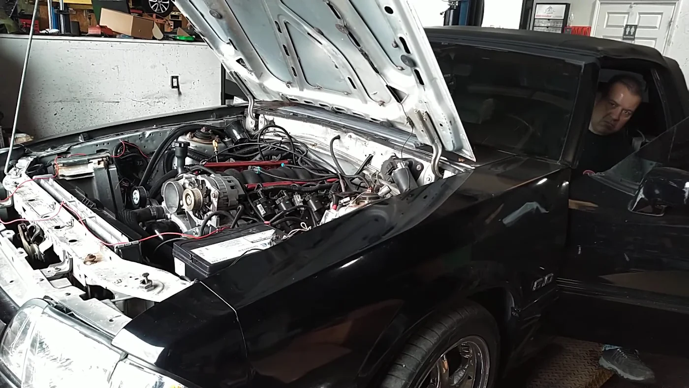 Engine swap in progress in the shop